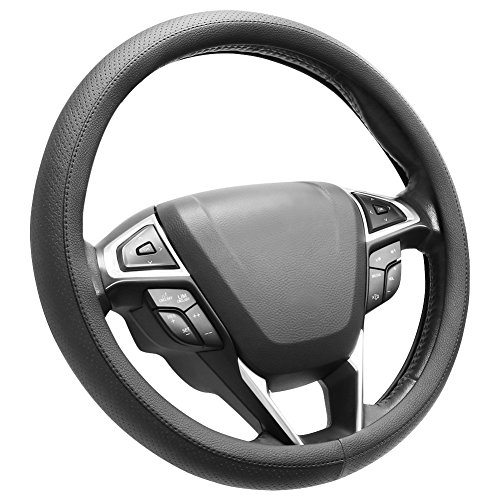 Rivestimento Volante Copertura Volante in Vera pelle Forato 37-39cm Nero