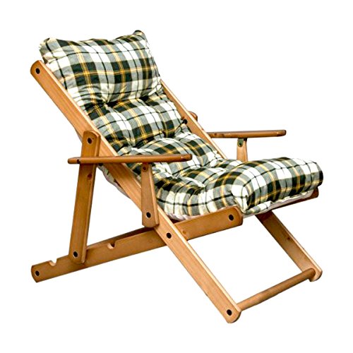 POLTRONA SEDIA SDRAIO RELAX 3 POSIZIONI IN LEGNO PIEGHEVOLE CUSCINO IMBOTTITO H 100 CM SOGGIORNO CUCINA SALONE DIVANO CAMPEGGIO